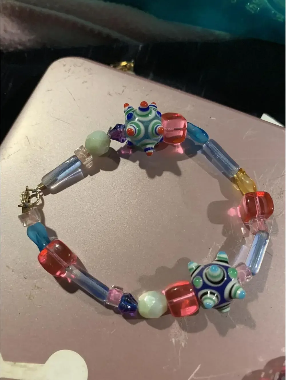 Colorful Glass Beaded Bracelet with Star and Round Beads